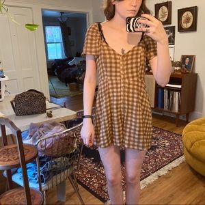 UO PLAID FLOWY ROMPER